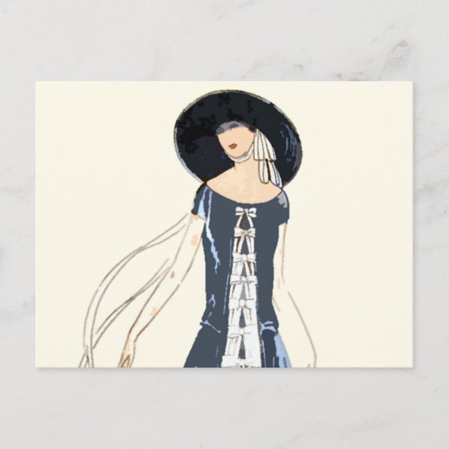 1920-talets damdag och hatt i Mode Vykort (Framsida)