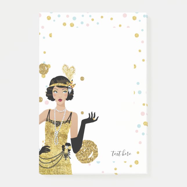 1920-talets flapper-flickgrindspel efter tema post-it block (Framsida)
