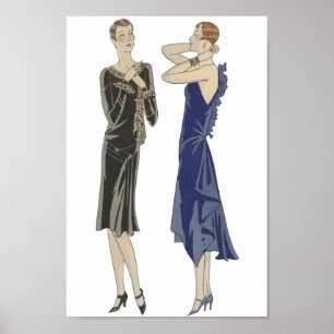 1920-talets Flapper Girl Pinups Mode-klänningar Poster