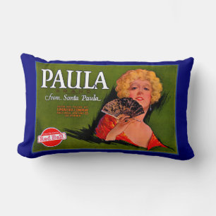 1920-talets frukt-låda-etikett Paula från Santa Pa Lumbarkudde