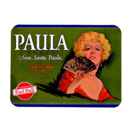 1920-talets frukt-låda-etikett Paula från Santa Pa Magnet