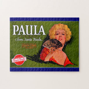 1920-talets frukt-låda-etikett Paula från Santa  Pussel