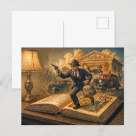 1920-talets gangster bok-scenillustration helg vykort