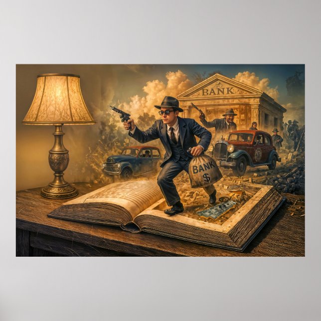 1920-talets gangster bok-scenillustration poster (Framsidan)
