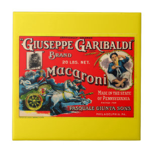 1920-talets Giuseppe Garibaldi macaroni-etikett Kakelplatta