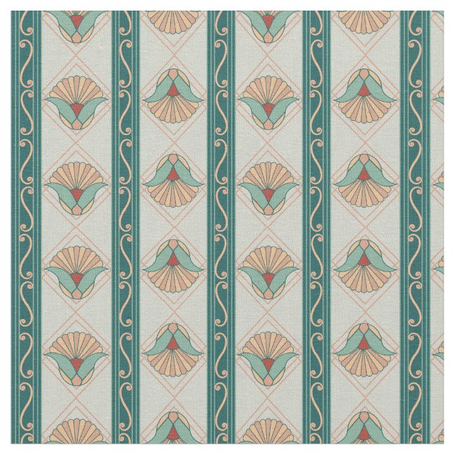 1920-talets Grönt Rand Tyg (Närbild)