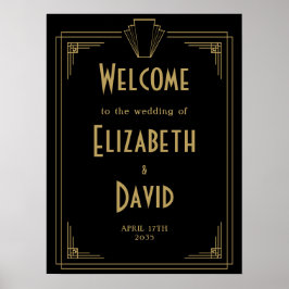 1920-talets konst Deco Bröllop Välkomsthälsning Poster
