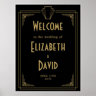 1920-talets konst Deco Bröllop Välkomsthälsning Poster
