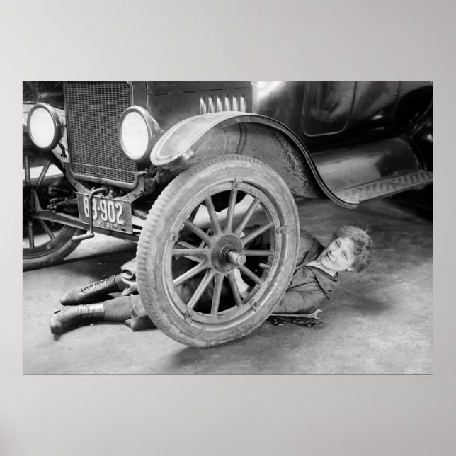 1920-talets mekanism för kvinnlig bil poster (Framsidan)