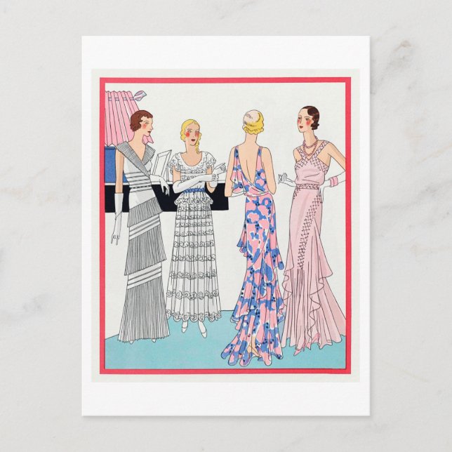 1920-talets Mode Plate for Evening GOwen Vykort (Framsida)