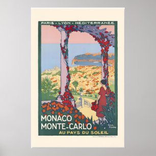 1920-talets Monaco Monte Carlo Vintage stil Art De Poster