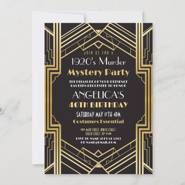 1920-talets mördare, Party, födelsedag Inbjudningar (Framsida)