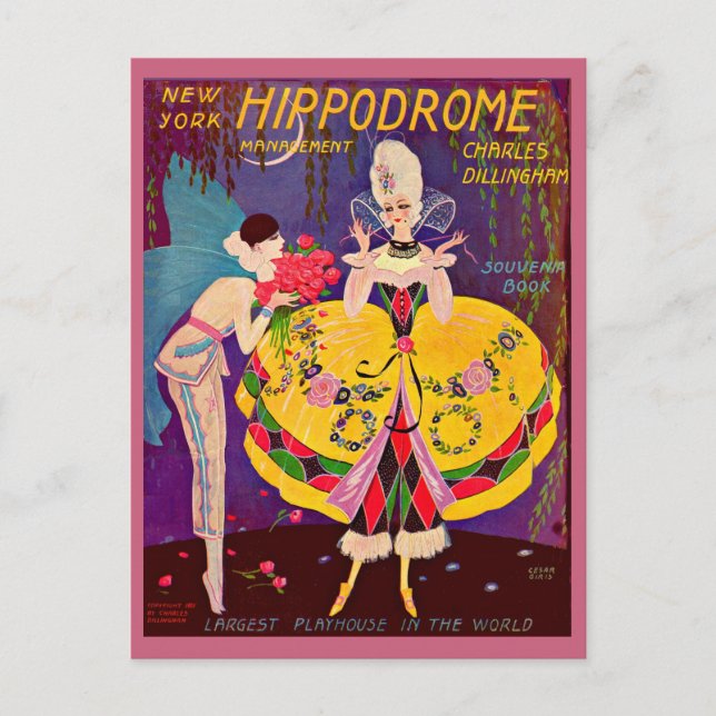 1920-talets New York Hippodrome-program täcker Vykort (Framsida)