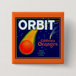 1920-talets Orbit Orange frukt, låda-etikett Knapp