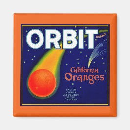 1920-talets Orbit Orange frukt, låda-etikett Magnet