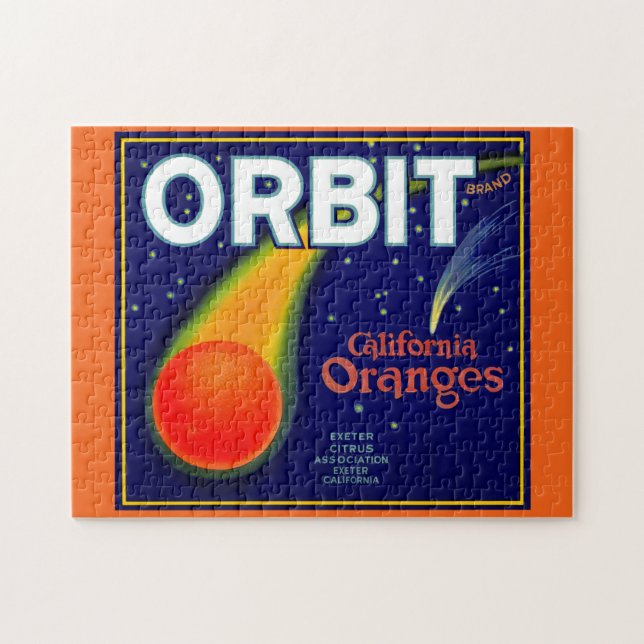 1920-talets Orbit Orange frukt, låda-etikett Pussel (Horisontell)