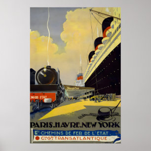 1920-talets Paris Havre New York - Vintage Stil Poster