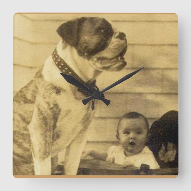 1920-talets pitbull-vakter baby fyrkantig klocka (Framsida)
