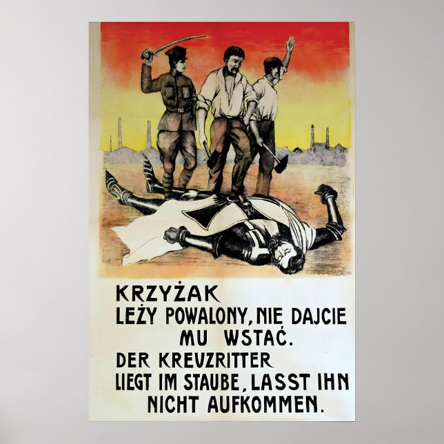 1920-talets polska antityska affisch Korsfararen ä (Framsidan)