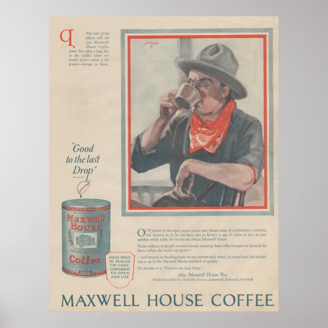 1920-talets reklam för kaffe poster (Framsidan)