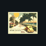 1920-talets Retro Miami Beach Ocean Drive Postcard Canvastryck<br><div class="desc">Detta är en ny konst som görs stil i tidsåldern. Inte en återgivning av ett verkligt vykort.</div>