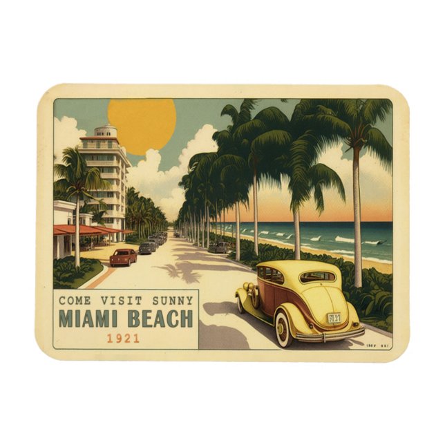 1920-talets Retro Miami Beach Ocean Drive Postcard Magnet (Horisontell)