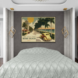 1920-talets Retro Miami Beach Ocean Drive Postcard Poster