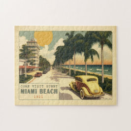 1920-talets Retro Miami Beach Ocean Drive Postcard Pussel