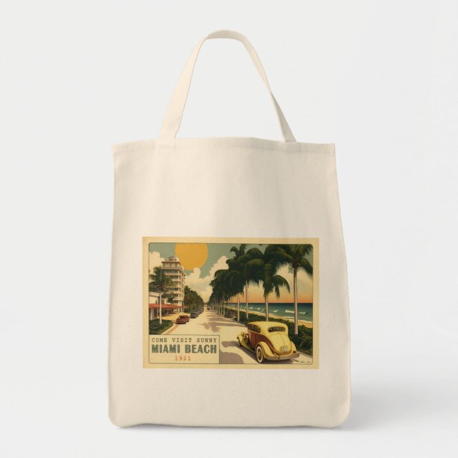 1920-talets Retro Miami Beach Ocean Drive Postcard Tygkasse (Framsidan)