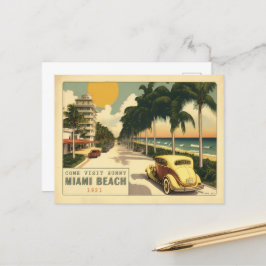 1920-talets Retro Miami Beach Ocean Drive Postcard Vykort