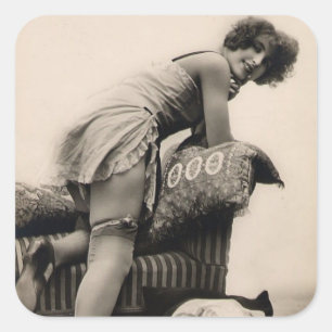 1920-talets riskabla Flapper-flickfoton Fyrkantigt Klistermärke