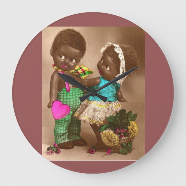 1920-talets RPPC-färgdockor i kärlek Stor Klocka (Framsida)