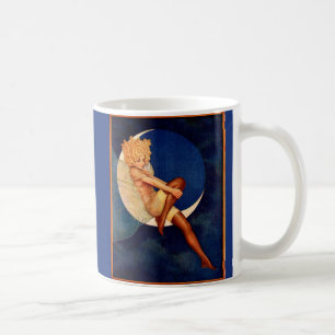 1920-talets skötare och vackra kvinna på måne kaffemugg