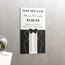 1920-talets Stil Tuxedo Bröllop spara datum Magnet