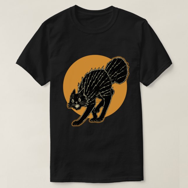 1920-talets svart Halloween-katt T Shirt (Design framsida)