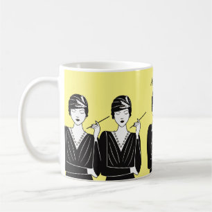 1920-talets tema Flapper Glam Model. Redigerbart n Kaffemugg