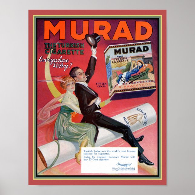 1920-talets turkiska cigarettmärke Ad Poster (Framsidan)