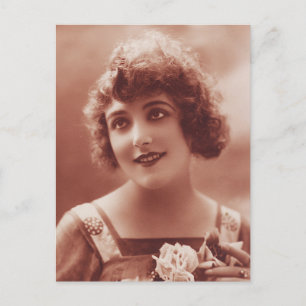 1920-talets vackra Woman Ansikte Porträtt-Vintage Vykort