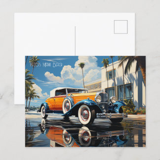 1920-talets vägledare vid en strandbungalow i Miam Helg Vykort