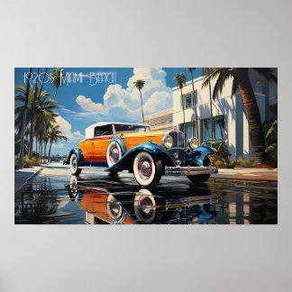 1920-talets vägledare vid en strandbungalow i Miam Poster