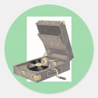 1920-talets Vind upp-gramafon Runt Klistermärke