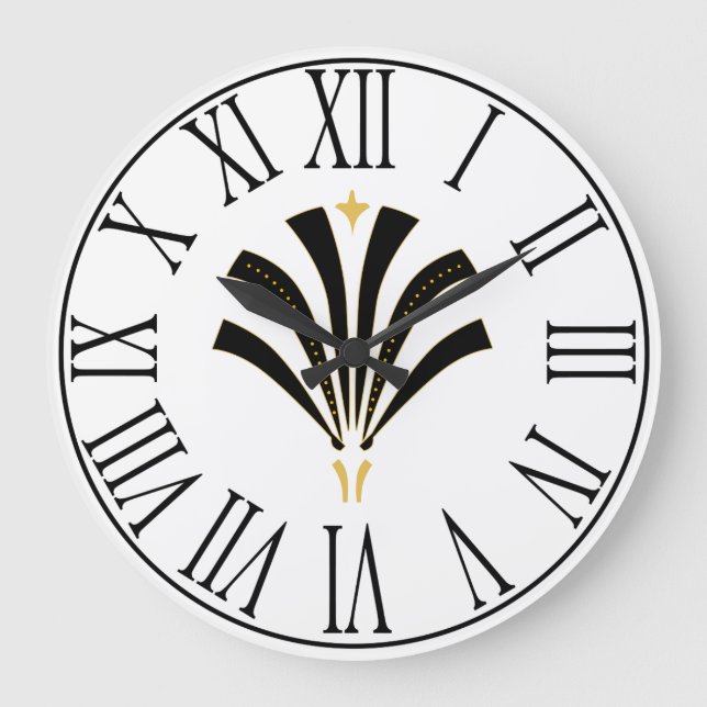 1920-talets Vintage Art Deco Palmetto Stor Klocka (Framsida)