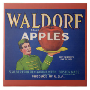 1920-talets Waldorf Apples låda-etikett Kakelplatta
