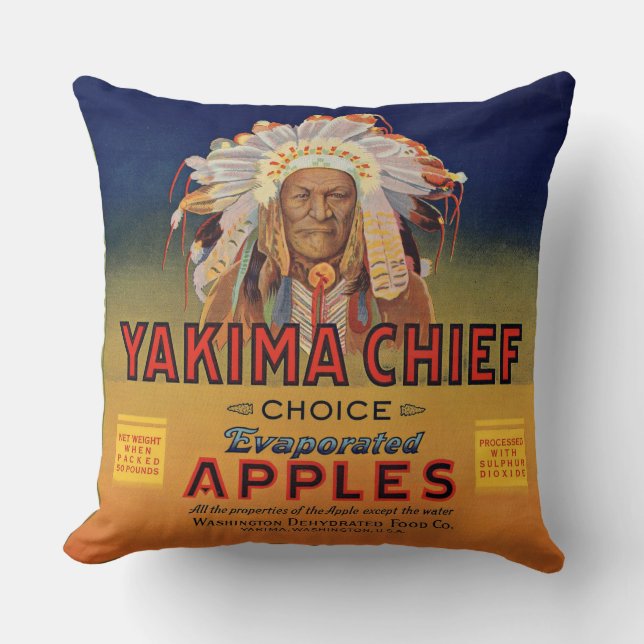 1920-talets Yakima Chief Evaporated Apples-etikett Kudde (Framsida)