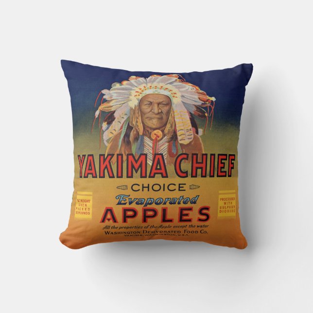 1920-talets Yakima Chief Evaporated Apples-etikett Kudde (Framsida)
