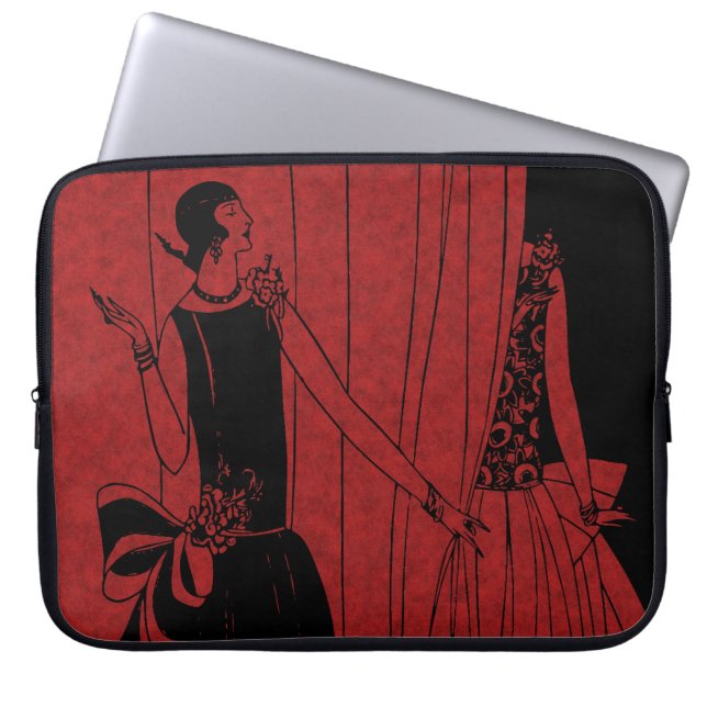 1920-tals Art Deco-modeshowmodell röd Laptop Fodral (Framsidan)