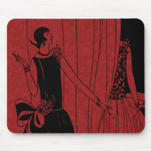 1920-tals Art Deco modeshowmodell röd Musmatta