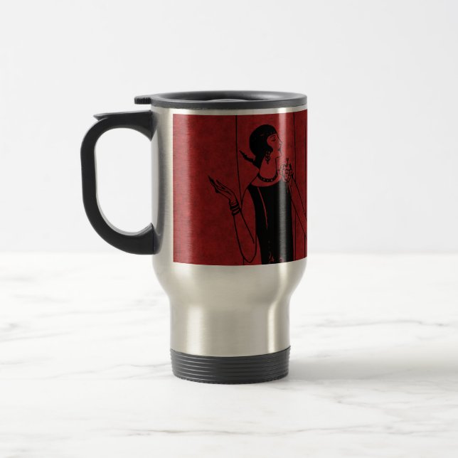 1920-tals Art Deco-modeshowmodell röd Resemugg (Vänster)