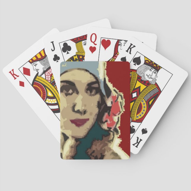 1920-tals dam i blå hatt Pop Art Casinokort (Baksidan)