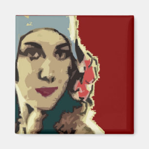 1920-tals dam i blå hatt Pop Art Magnet